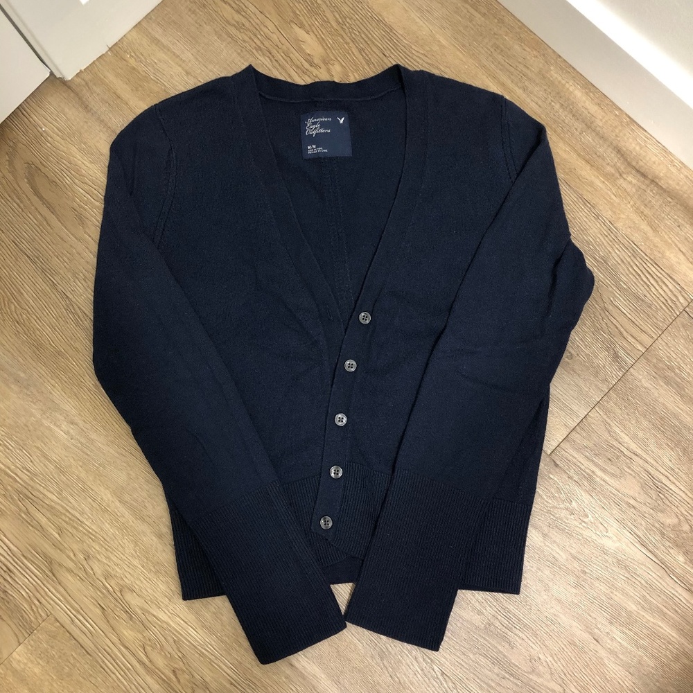 American Eagle Navy V-Neck Cardigan